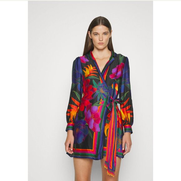 NWT Farm Rio FLOWER SEASON SCARF WRAP MINI DRESS - Day dress - Picture 2 of 12